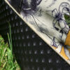 sac cabas hibiscus jaune velours et simili pour la plage détail passepoil