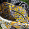 sac cabas hibiscus jaune velours et simili pour la plage poche doublure