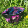 sac rosalie crépuscule cabas zippé noir et violet palmier ouvert