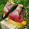 sac seau bucket yuto profil motif japonisant velours soyeux imprimé élégance zénitude fait main par un artisan d'art créateur