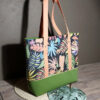 sac cabas green tropique trois quart estival sac de plage vacances feuillage tropical fait main pièce unique simili toile dralon imprimé