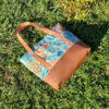 sac cabas Maldive couché bleu fauve motifs coraux estival vacances pièce unique createur francais