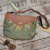 sac maho hazo face kaki fauve féminin pièce unique sac bandoulière simili lin coton besace pratique zippée artisan d'art sac créateur