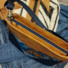 sac maho millepora dessus bleu jaune féminin pièce unique sac bandoulière simili velours besace pratique zippée artisan d'art sac créateur