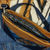 sac maho millepora doublure bleu jaune féminin pièce unique sac bandoulière simili velours besace pratique zippée artisan d'art sac créateur