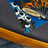 sac maho millepora fond bleu jaune féminin pièce unique sac bandoulière simili velours besace pratique zippée artisan d'art sac créateur