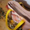 sac rivage louane dessus automne rose poudré moutarde simili velours artian d'art pièce unique créateur