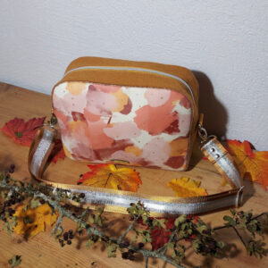 sac swircle louane face automne rose poudré moutarde simili velours artian d'art pièce unique créateur