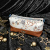 grande trousse makeup cocotte face fauve bleu blanc motif hvernal création artisan d'art unique