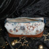 grande trousse makeup cocotte ouvert fauve bleu blanc motif hvernal création artisan d'art unique
