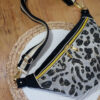 Sac banane léopard face noir doré nature pratique et féminine accessoire tendance fait main pièce unique