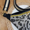 Sac banane léopard face coupé noir doré nature pratique et féminine accessoire tendance fait main pièce unique