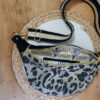 Sac banane léopard ouvert poche doublure noir doré nature pratique et féminine accessoire tendance fait main pièce unique
