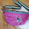 sac banane étoile cam face2 rose et multicolore bandoulière pièce unique fait main créateur français