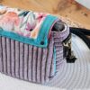 sac charlotte prélude dos fermé parme fleures aquarelle printemps bandoulière made in france artian d'art pièce unique