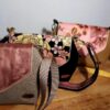 sac anesa trio inspiration japonisante papillon fleurs de cerisiers noir jaune corail petit sac unique