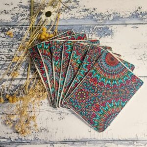 lot de 7 lingettes lavables motif mandala artisanale en coton et bambou. destockage