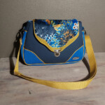 jude millepora face sac besace chic et élégant bleu et jaune tendance pièce unique fait main en france par un artisan d'art